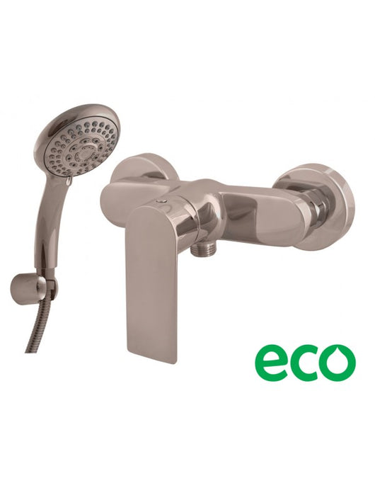 NIL miscelatore doccia a parete in metallo lucido ottone grigio con doccetta