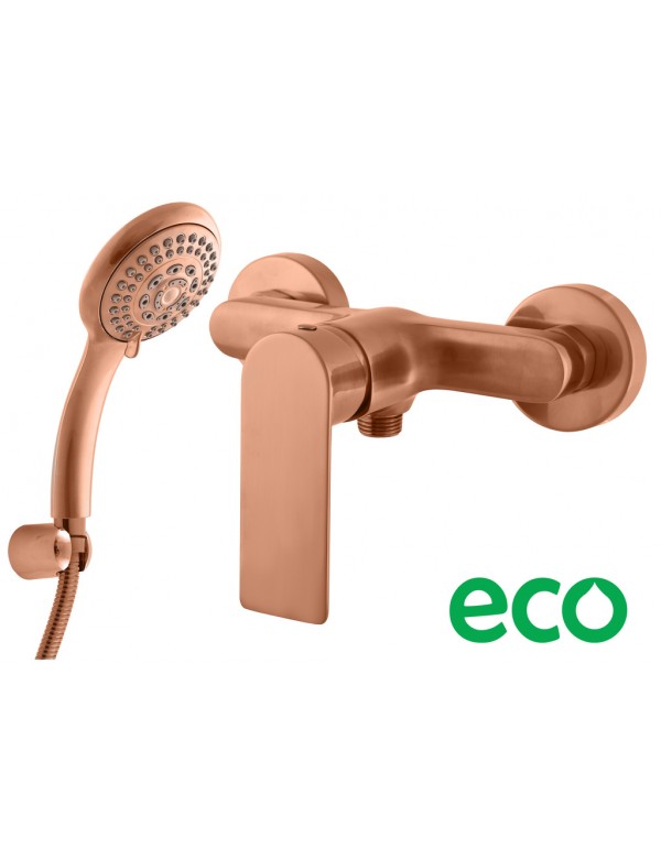 NIL miscelatore doccia a parete in ottone oro rosa spazzolato con doccetta
