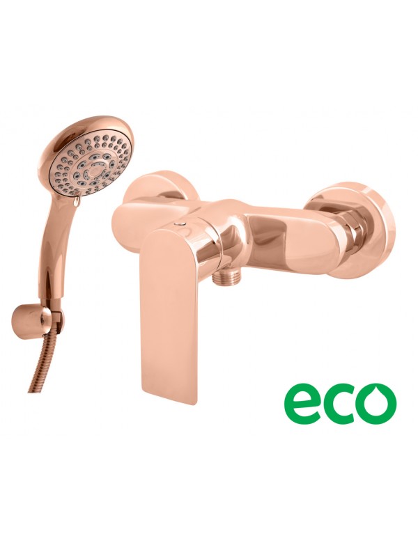 NIL miscelatore doccia a parete in ottone oro rosa lucido con doccetta