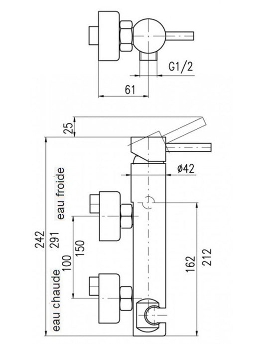 SEINA miscelatore doccia a parete in ottone nero