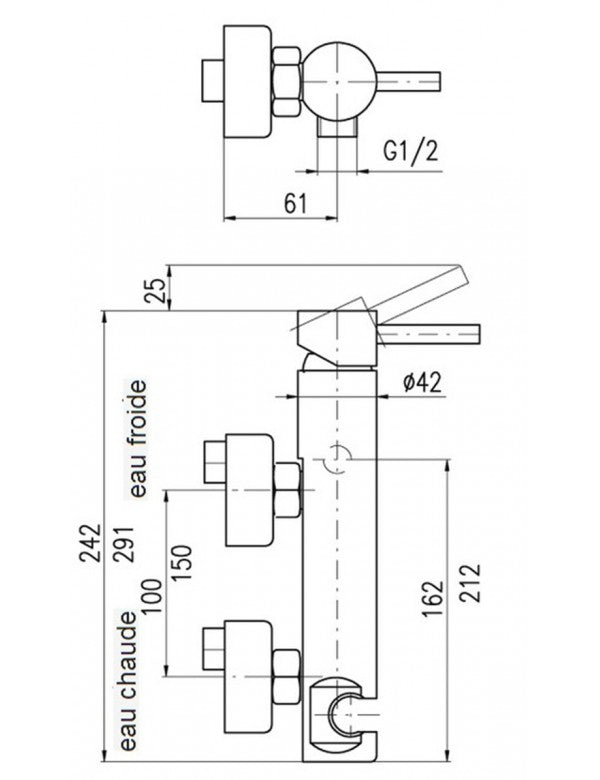 SEINA miscelatore doccia a parete in ottone nero