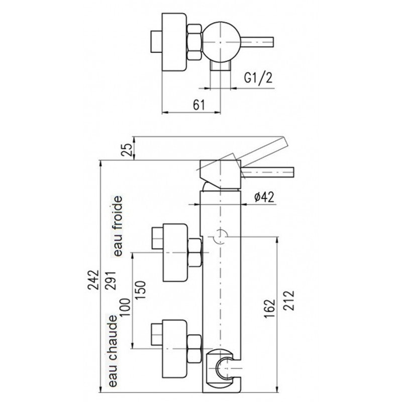 SEINA miscelatore doccia a parete in ottone