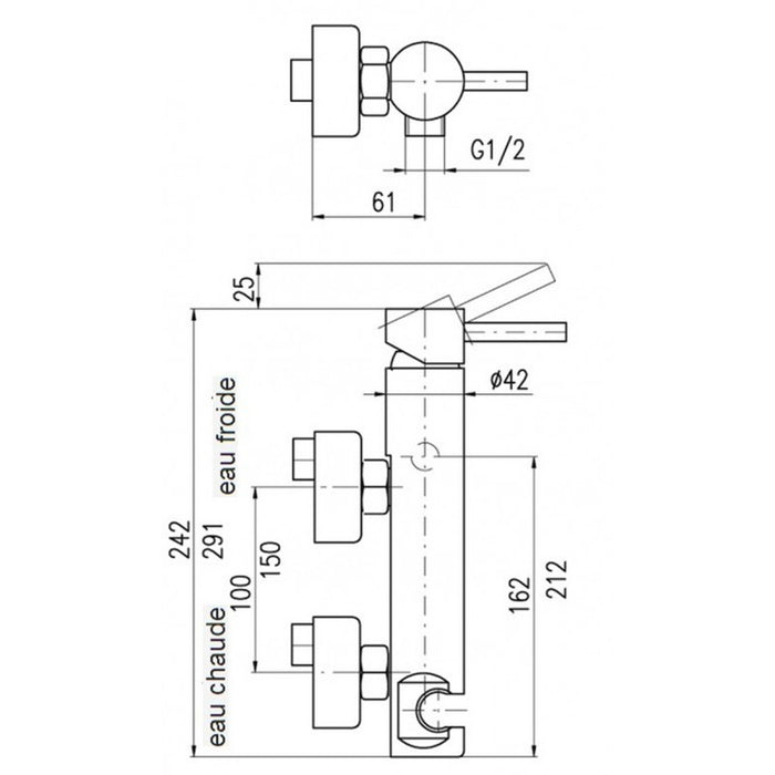 SEINA miscelatore doccia a parete in ottone