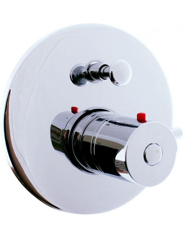 Miscelatore termostatico per doccia a parete con interruttore in ottone cromato