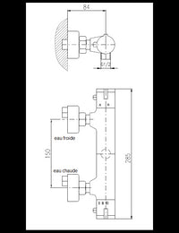 Miscelatore doccia a parete termostatico ottone oro rosa lucido uscita doccia bassa