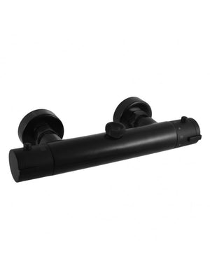 Miscelatore termostatico a parete per doccia in ottone nero - uscita dall'alto