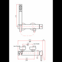 SEINA miscelatore doccia a parete in ottone cromato con doccetta