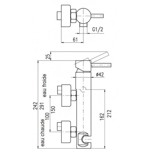 SEINA miscelatore doccia a parete in ottone cromato