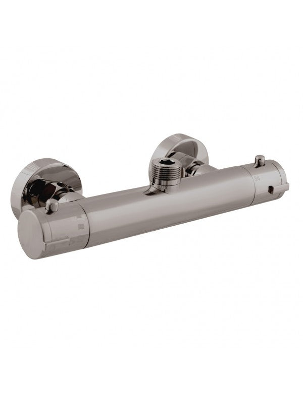 Miscelatore termostatico a parete per doccia in ottone grigio metallo lucido - uscita alta