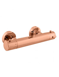 Miscelatore termostatico per doccia a parete in ottone oro rosa spazzolato - uscita alta