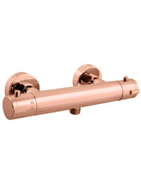 Miscelatore doccia a parete termostatico ottone oro rosa lucido uscita doccia bassa