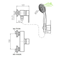 ZAMBEZE miscelatore doccia a parete con doccetta in cromo