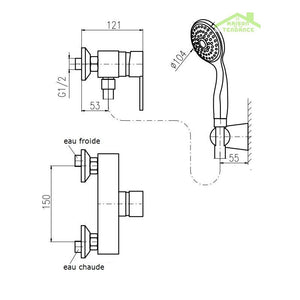 ZAMBEZE miscelatore doccia a parete con doccetta in cromo