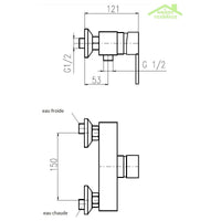 ZAMBEZE miscelatore doccia a parete in ottone cromato