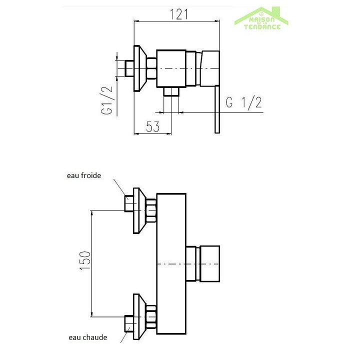 ZAMBEZE miscelatore doccia a parete in ottone cromato