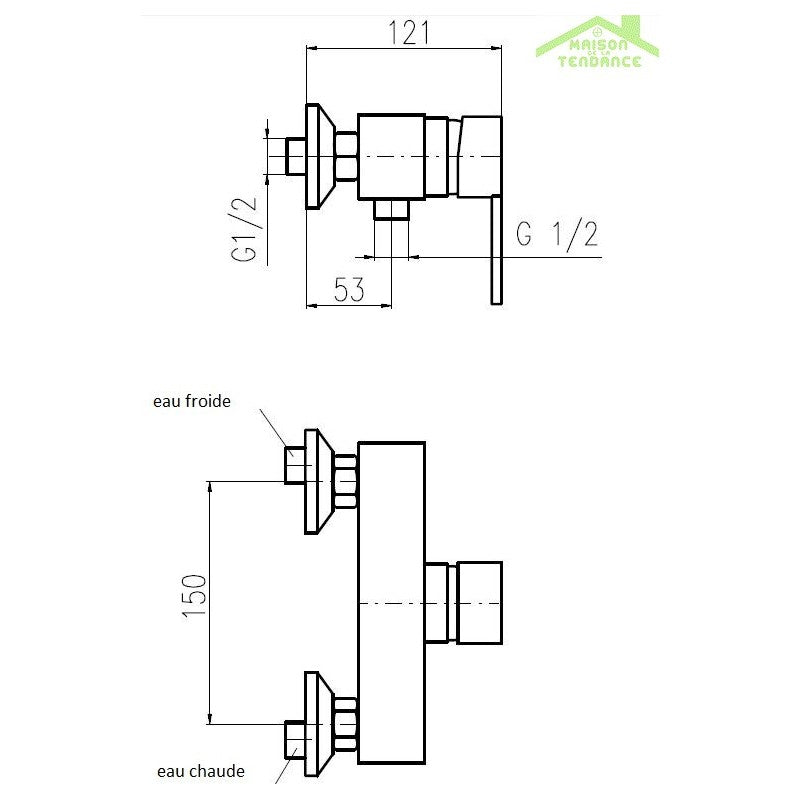 ZAMBEZE miscelatore doccia a parete in ottone cromato