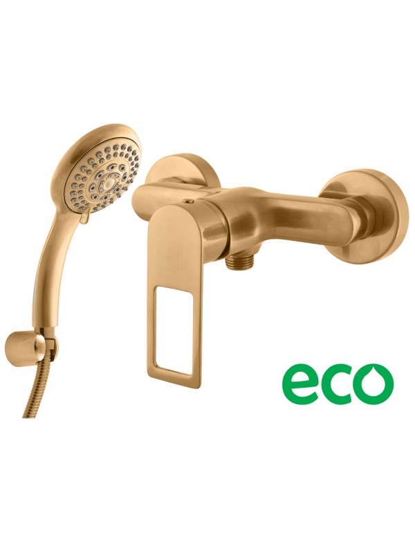 Miscelatore doccia NIL in ottone placcato oro spazzolato con doccetta