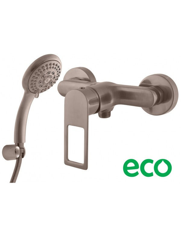 NIL miscelatore doccia in ottone grigio metallo spazzolato con doccetta