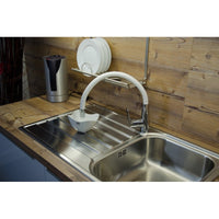 Miscelatore lavello in memory foam con aeratore AMUR in ottone cromato bianco