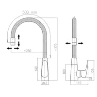 Miscelatore lavello in memory foam con aeratore AMUR in ottone cromato nero