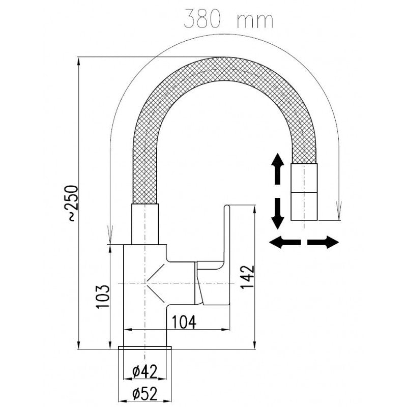 Miscelatore lavello in memory foam ottone cromato COLORADO H. 36 cm