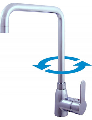 Miscelatore per lavello girevole ZAMBEZE con bocca quadrata in cromo