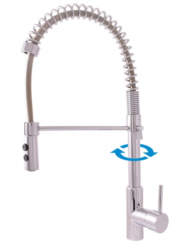 Miscelatore lavabo estraibile SEINA con tubo trecciato H. 38cm