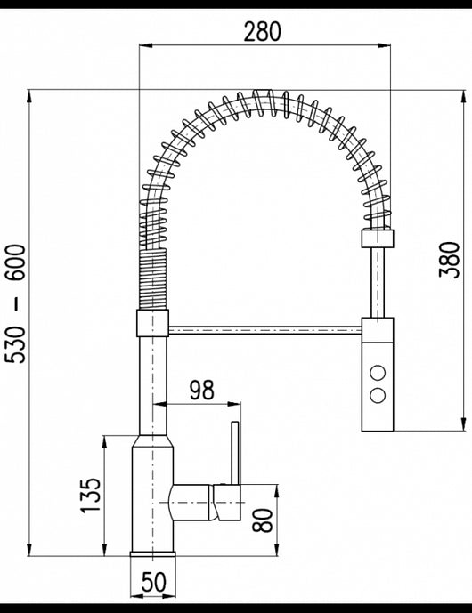 Miscelatore lavabo estraibile SEINA con tubo trecciato H. 38cm