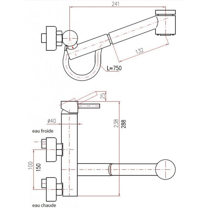 SEINA miscelatore lavabo estraibile in ottone cromato
