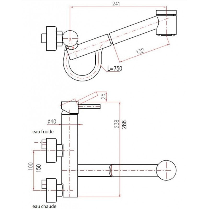 SEINA miscelatore lavabo estraibile in ottone cromato