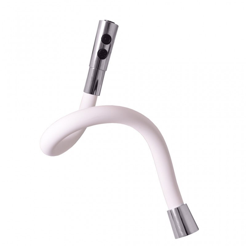 Miscelatore flessibile per lavello in memory foam con inverter AMUR in ottone cromato bianco