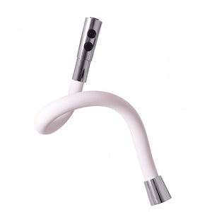 Miscelatore flessibile per lavello in memory foam con inverter AMUR in ottone cromato bianco