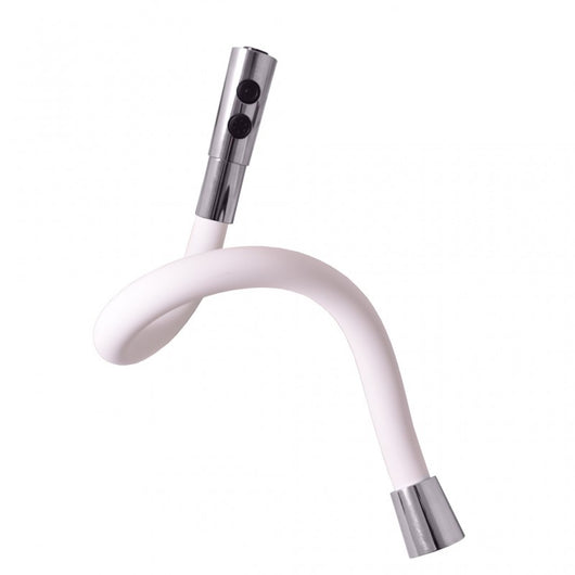 Miscelatore flessibile per lavello in memory foam con inverter AMUR in ottone cromato bianco