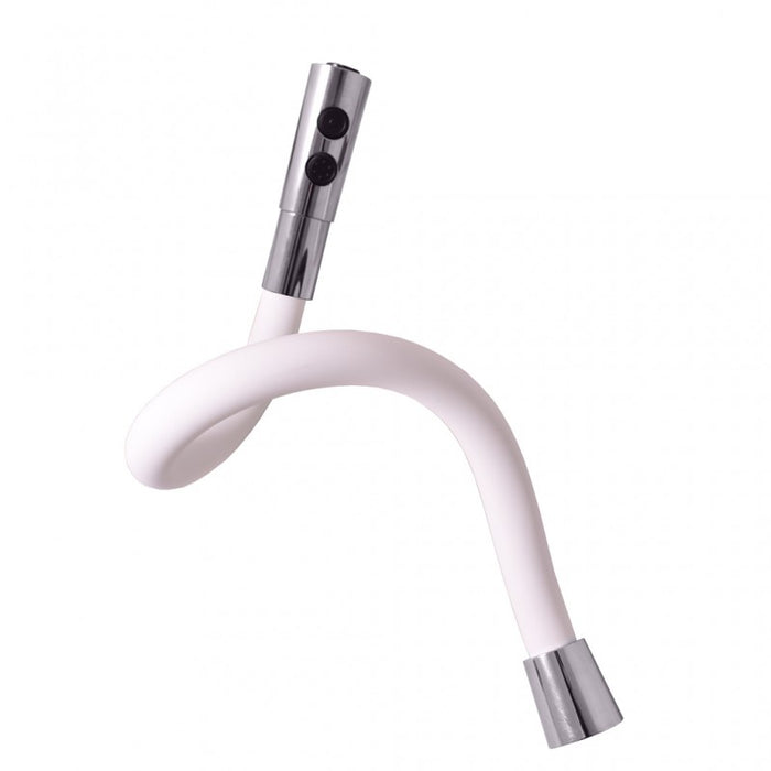 Miscelatore flessibile per lavello in memory foam con inverter AMUR in ottone cromato bianco