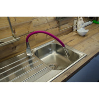 Miscelatore flessibile per lavello in memory foam con inverter AMUR in ottone cromato rosa