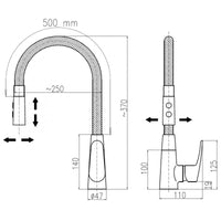 Miscelatore flessibile per lavello in memory foam con inverter AMUR in ottone cromato rosa