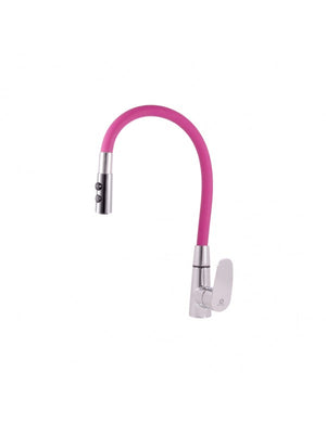 Miscelatore flessibile per lavello in memory foam con inverter AMUR in ottone cromato rosa