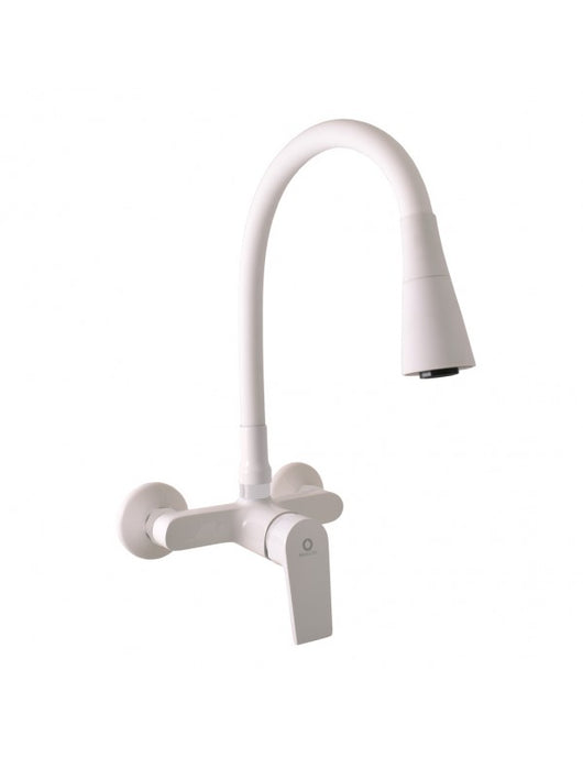 Miscelatore lavabo flessibile a parete COLORADO in memory foam bianco H. 32,3 cm