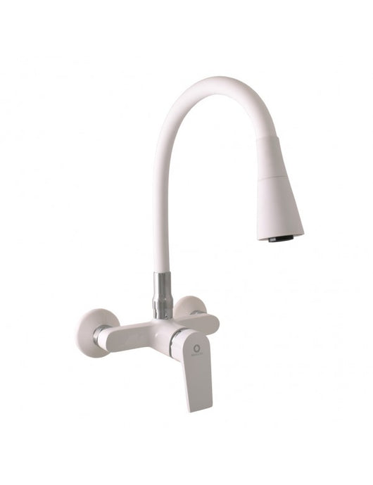 Miscelatore lavabo flessibile a parete in memory foam COLORADO in ottone bianco H. 32,3 cm