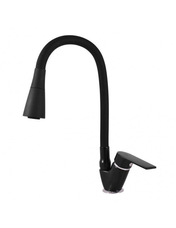 Miscelatore flessibile per lavello in memory foam COLORADO in ottone cromato nero