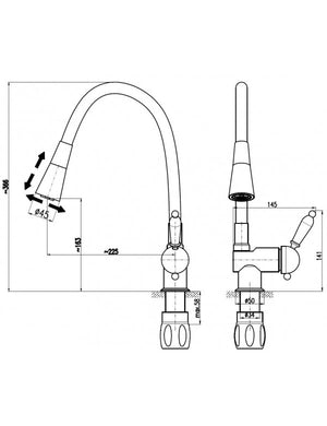 Miscelatore flessibile LABE per lavello in memory foam in ottone nero