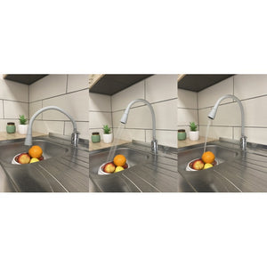 SAZAVA miscelatore flessibile per lavello in memory foam in ottone cromato bianco