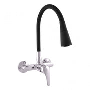 SAZAVA miscelatore flessibile per lavello a parete in memory foam in ottone cromato nero
