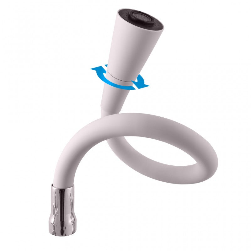 SAZAVA miscelatore flessibile per lavello a parete in memory foam in ottone cromato bianco