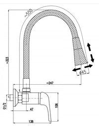 SAZAVA miscelatore flessibile per lavello a parete in memory foam in ottone cromato nero