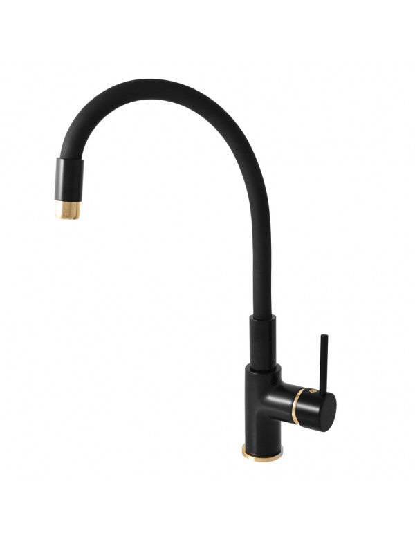 Miscelatore flessibile per lavello SEINA in memory foam in ottone oro-nero
