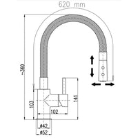 Miscelatore lavabo flessibile SEINA in memory foam in ottone nero H. 36 cm