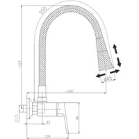 Miscelatore lavabo flessibile a parete COLORADO in memory foam bianco H. 32,3 cm