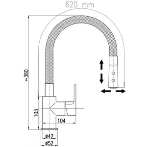 Miscelatore lavello flessibile in memory foam grigio COLORADO H. 36 cm