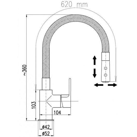 Miscelatore lavello flessibile in memory foam grigio COLORADO H. 36 cm